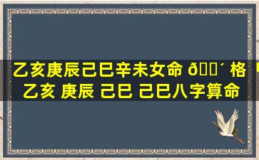 乙亥庚辰己巳辛未女命 🌴 格「乙亥 庚辰 己巳 己巳八字算命」